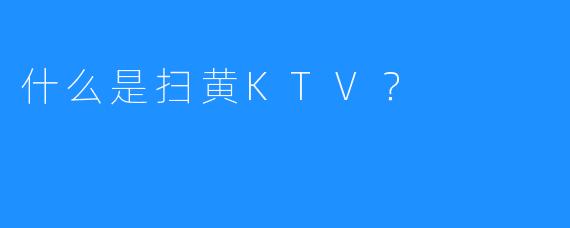 什么是扫黄KTV？