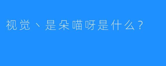 视觉丶是朵喵呀是什么？