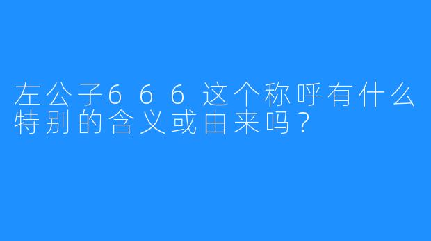 左公子666这个称呼有什么特别的含义或由来吗？