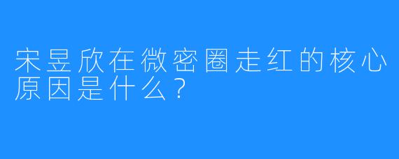 宋昱欣在微密圈走红的核心原因是什么?